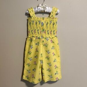 Janie and Jack Yellow Floral Smocked Strap Jumpsuit Romper